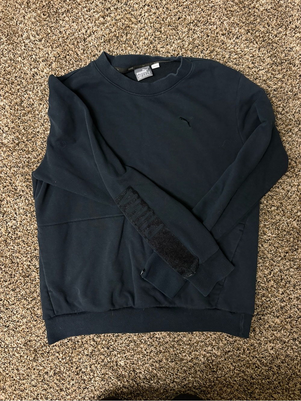 Puma Black Crewneck Sweatshirt with Sleeve Patch